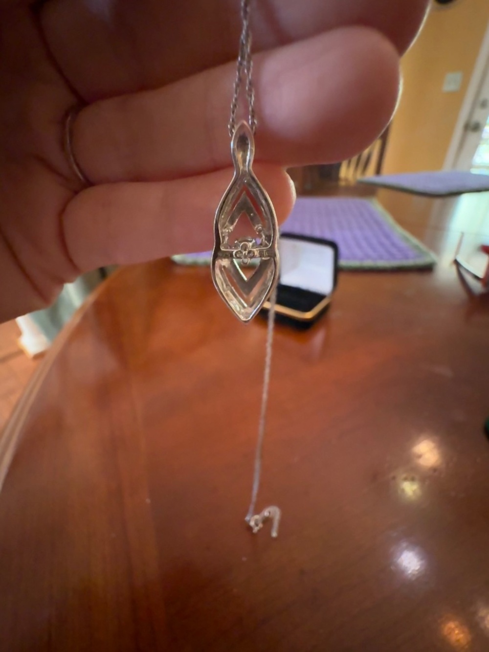 Silver diamond Marquise Pendant Necklace from Kay Jewelers - Picture 6 of 6
